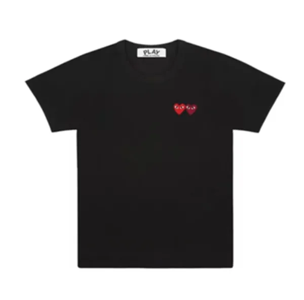 Play Comme des Garçons Double Heart Black T-Shirt - 1