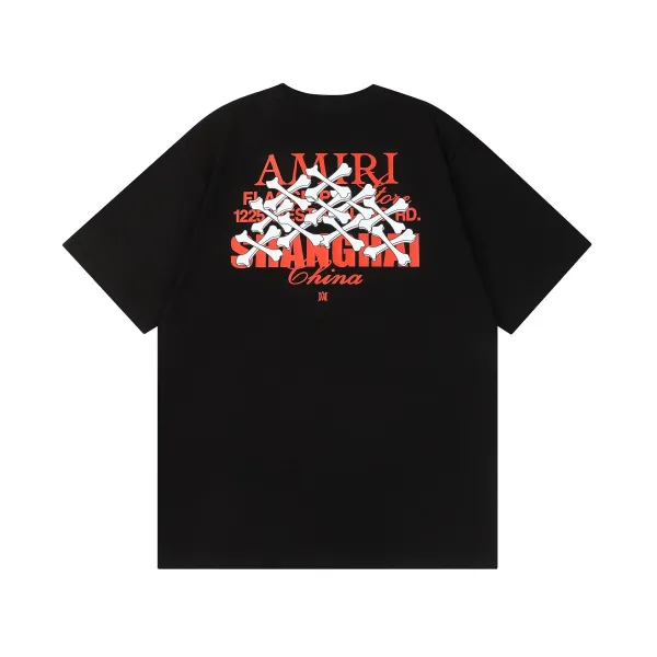 Amiri Shanghai Flagship Store Bone Print Black T-Shirt - 1