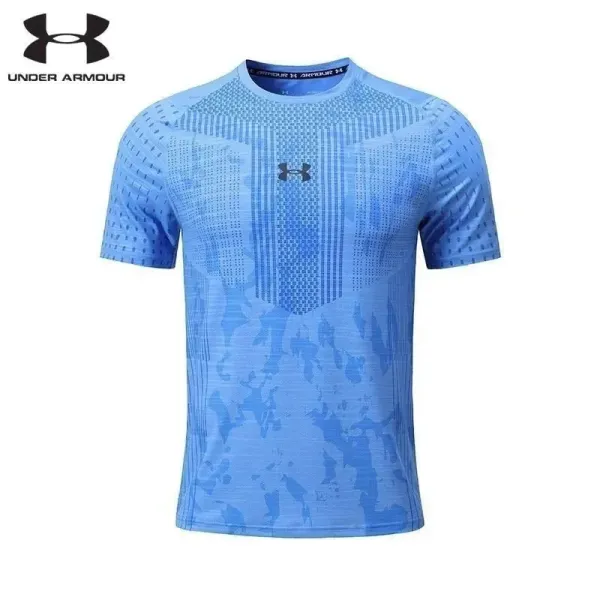 Under Armour HeatGear Patterned Blue Performance T-Shirt - 1