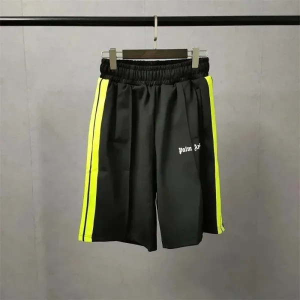 Palm Angels Track Shorts Black with Neon Yellow Stripes - 1