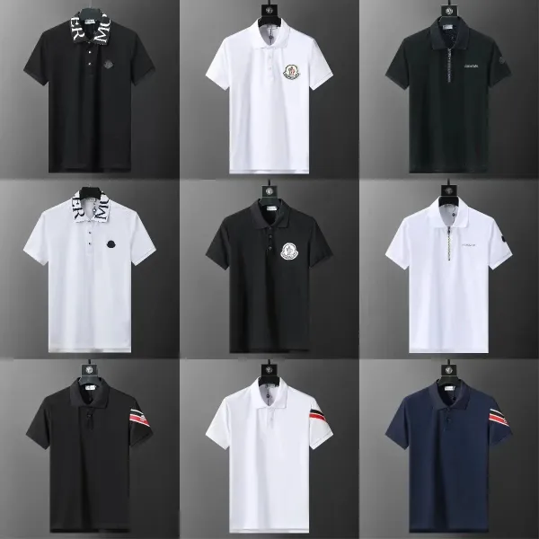 Moncler Logo Collar Black Polo - 3