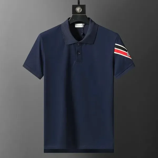 Moncler Polo Navy with Stripe Sleeve - 1