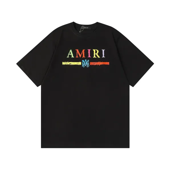 Amiri Multicolor Logo Graphic Black T-Shirt - 1