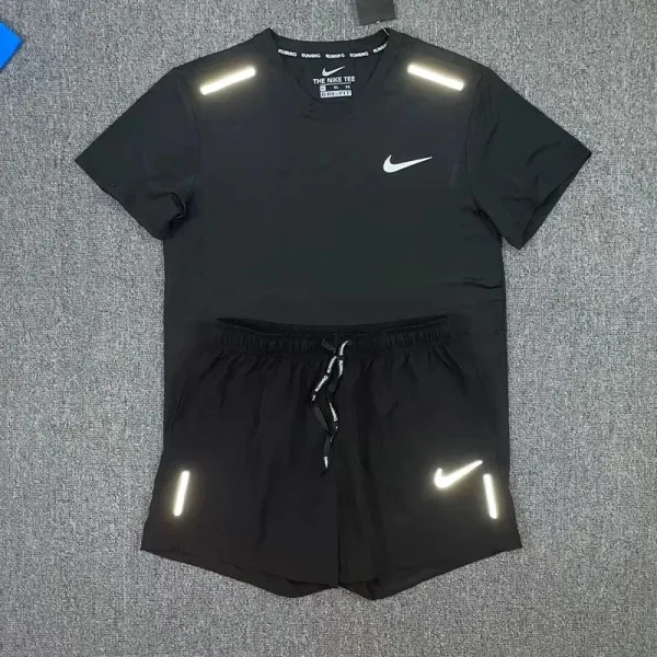 Nike Running Reflective Tech T-Shirt and Shorts Set Black - 1