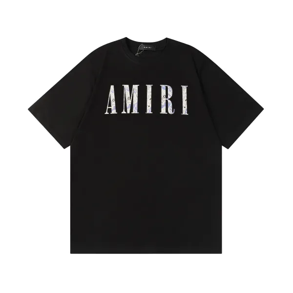 Amiri Paisley Logo Print Black T-Shirt - 1