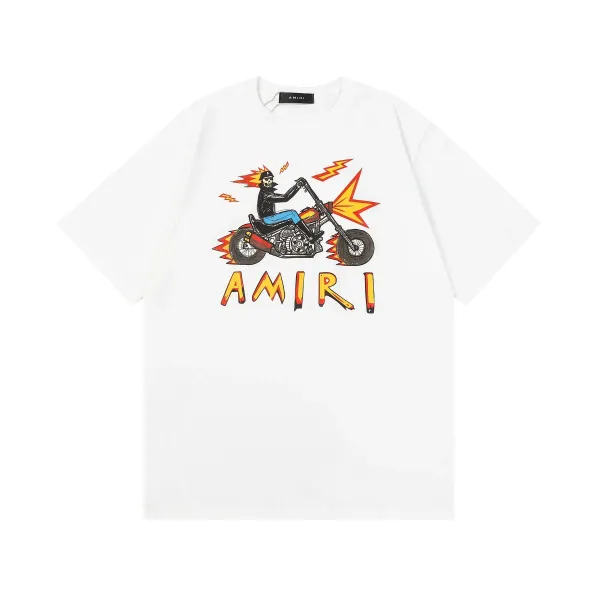 Amiri Skull Rider Graphic Print White T-Shirt - 1