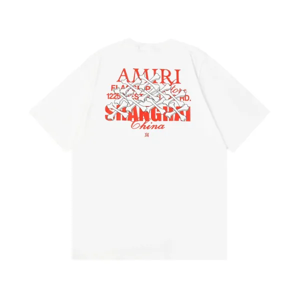 Amiri Shanghai Flagship Store Bone Print White T-Shirt - 1