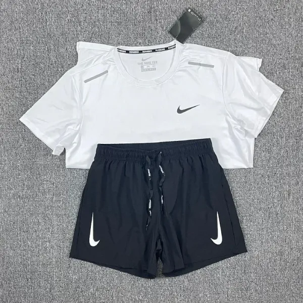 Nike The Nike Tee White + Nike Running Shorts Black Activewear Set - 1