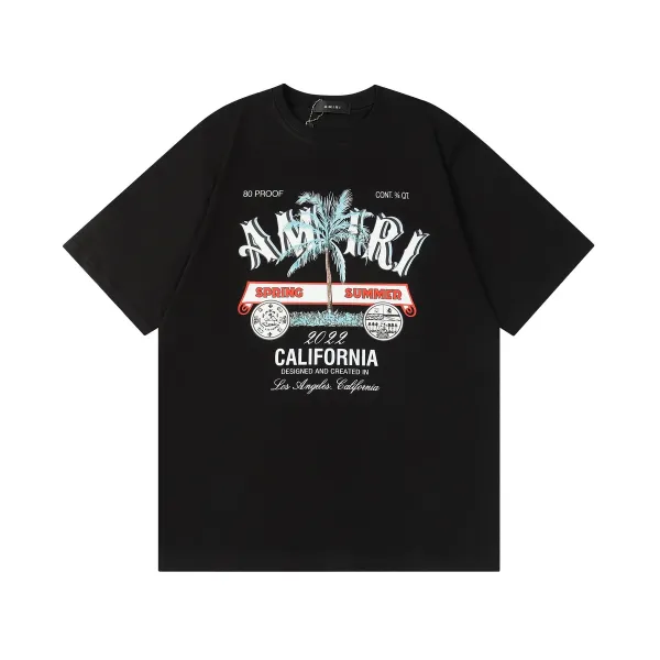 Amiri Palm Tree Graphic Print Black T-Shirt - 1