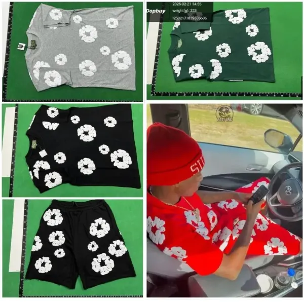 Off-White Cloud Print Drawstring Shorts Green - 3