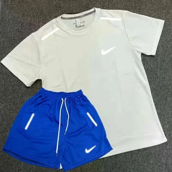 Nike Dri-FIT Reflective T-Shirt and Shorts Set White/Blue - 1
