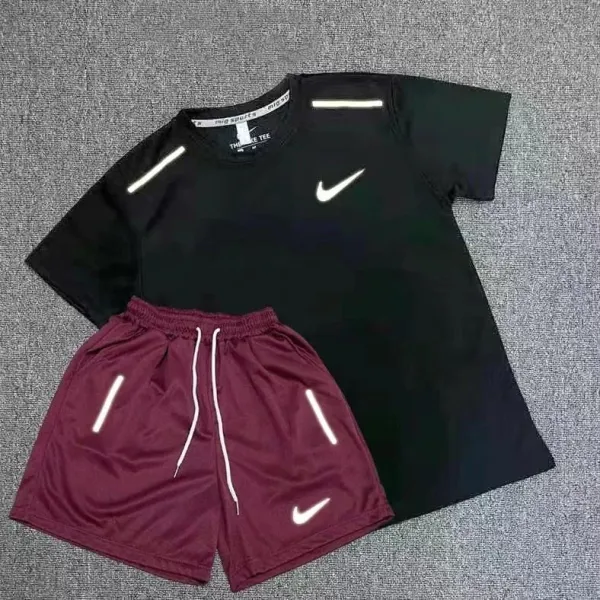 Nike Reflective Performance T-Shirt and Shorts Set Black/Orange - 12