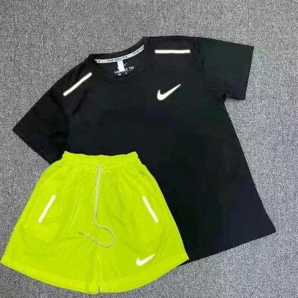 Nike Dri-FIT Reflective Running Set Black and Neon Yellow Activewear - 1