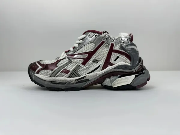 Balenciaga x Asics Runner White Burgundy Silver Sneakers - 1