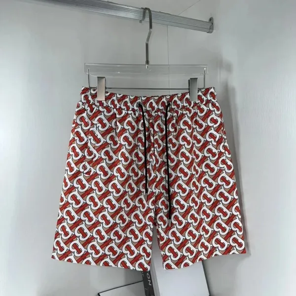 Burberry Monogram Print Drawstring Shorts Red Beige Multicolor - 1