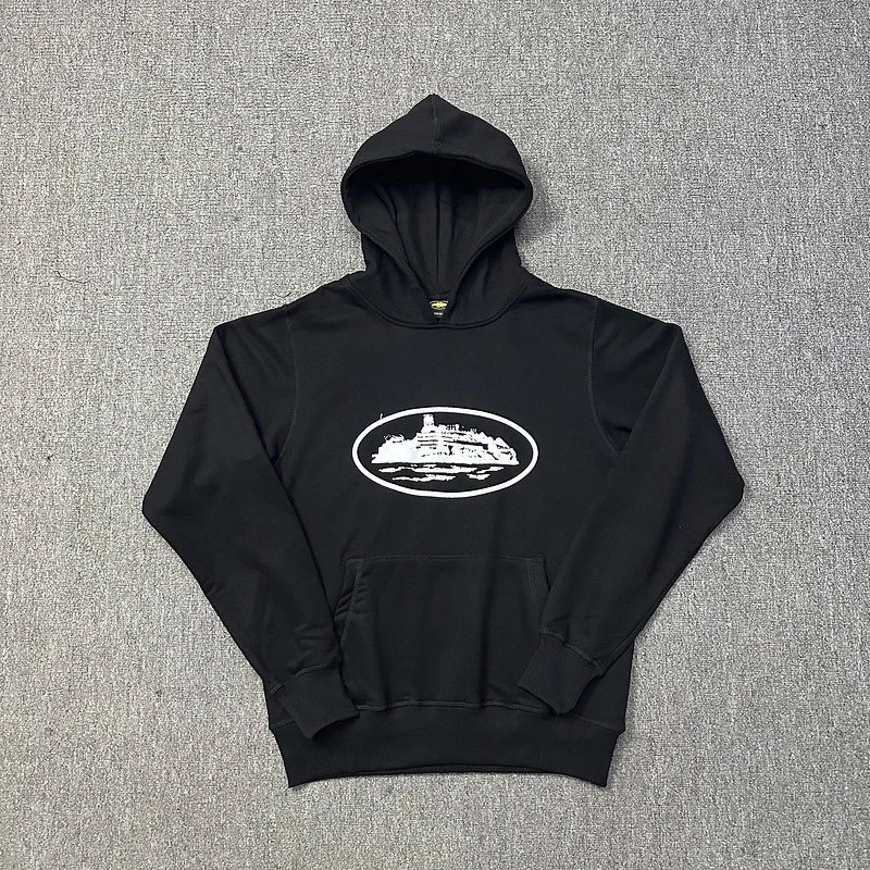 24S Fall/Winter Set: Corteiz Alcatraz‑Print Streetwear, Loose‑Fit Men’s and Women’s Sports Hoodie with Casual Sweatpants