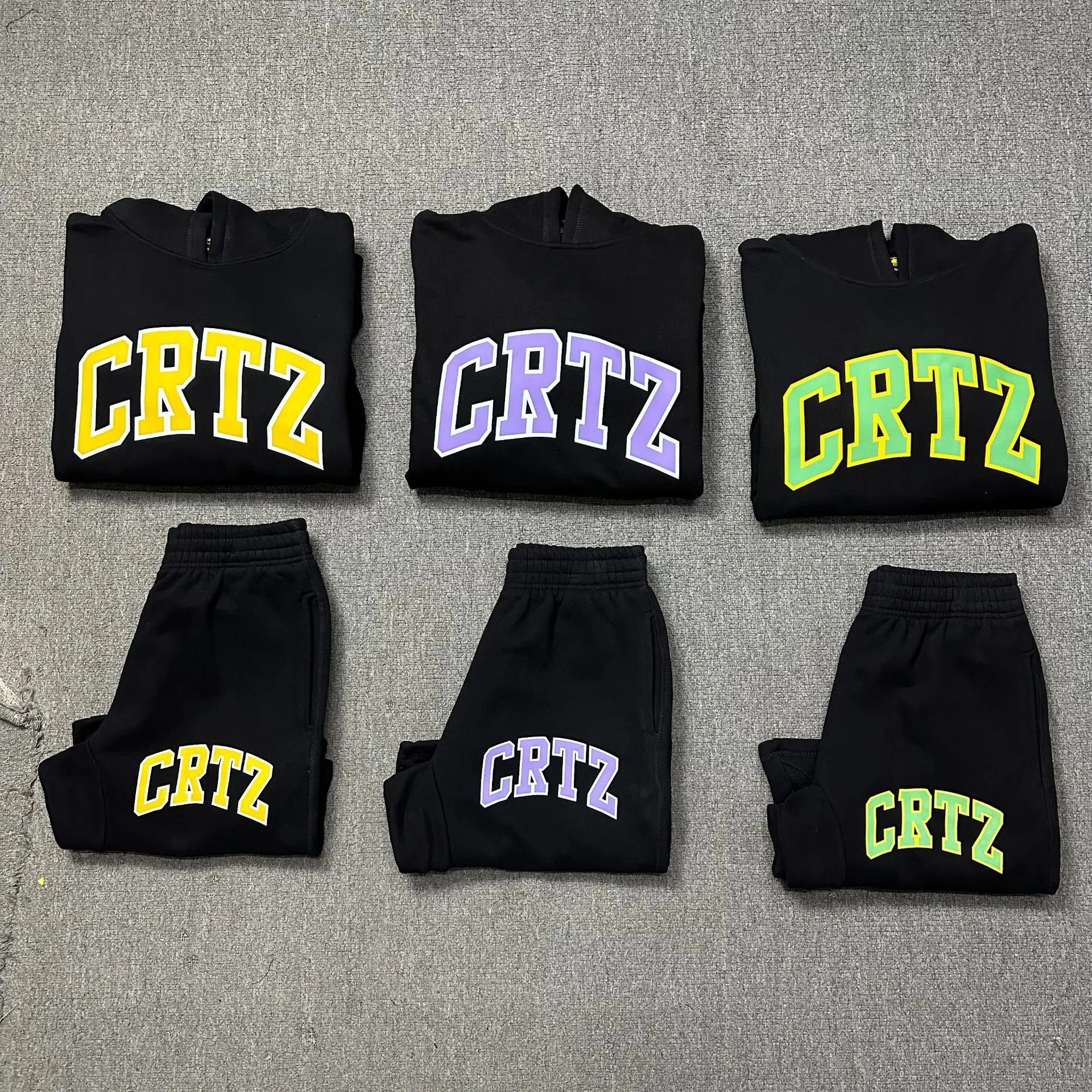 Corteiz系列字母印花logo嘻哈毛圈连帽卫衣潮流男女情侣休闲短裤-[AGT] - 131514