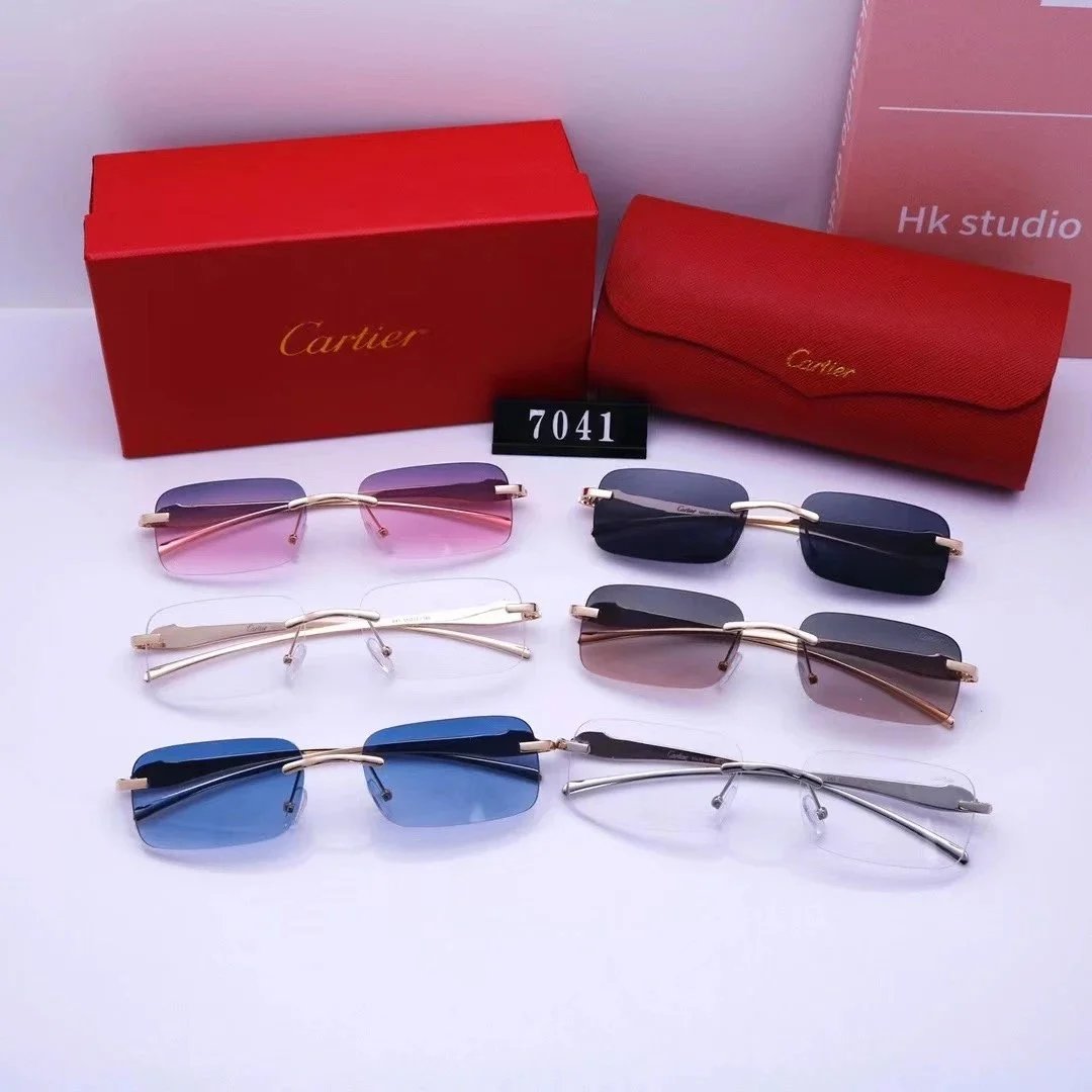 Cartier Sunglasses Rimless Gradient Gray Gold Frame - 2