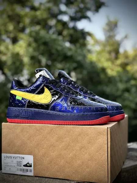 Louis Vuitton x Nike Air Force 1 Low Black / Blue / Yellow Sneakers - 1