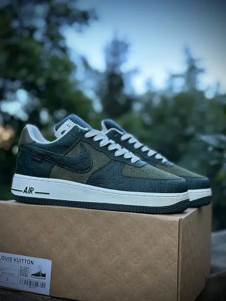 Louis Vuitton x Nike Air Force 1 Orange Monogram Sneakers - 25
