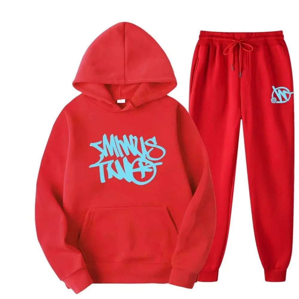 Design Graffiti Logo Yellow Hoodie and Sweatpants Set - 11