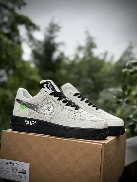 Louis Vuitton x Nike Air Force 1 Low White / Silver / Black Sneakers - 1