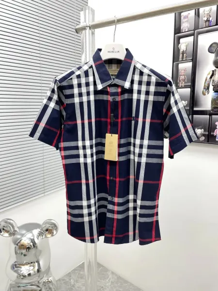 Burberry Classic Check Short-Sleeve Shirt Navy - 1
