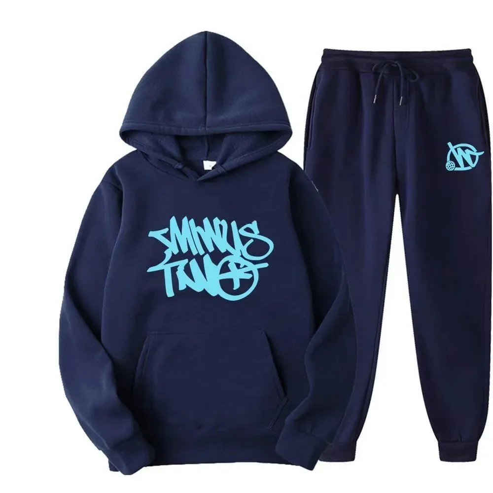 Design Graffiti Logo Yellow Hoodie and Sweatpants Set - 5