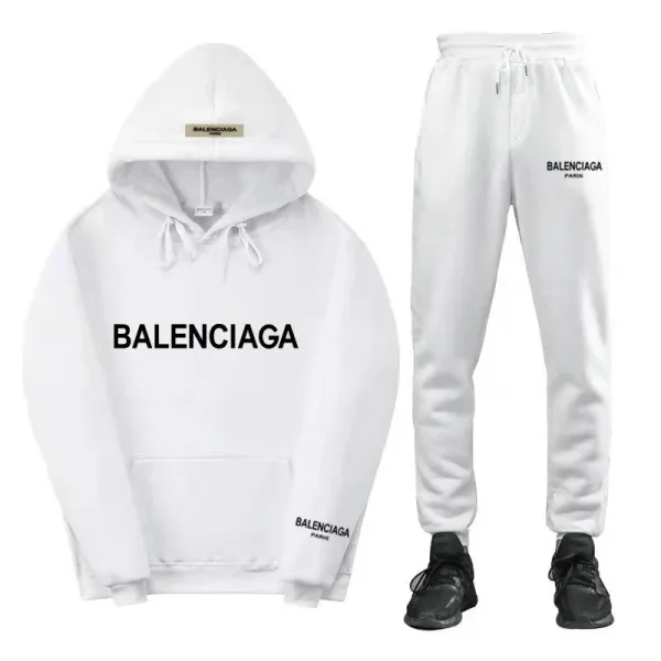 Balenciaga Logo Hoodie and Sweatpants Set Gray - 5
