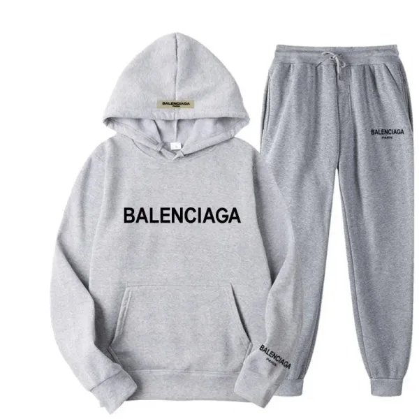 Balenciaga Logo Hoodie and Sweatpants Set Gray - 25