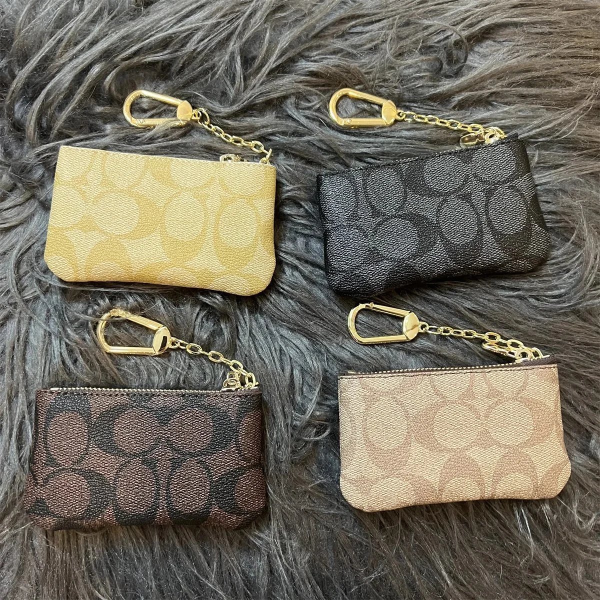 Coach Signature Print Envelope Card Holder Brown Wallet - 8