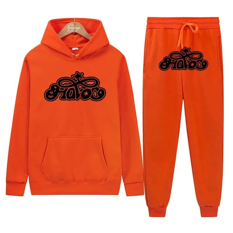 Design HAVOC Graphic Hoodie and Sweatpants Set Yellow - 34