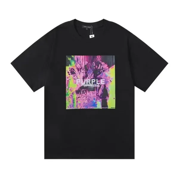 Purple Brand Graphic Print Black T-Shirt - 1
