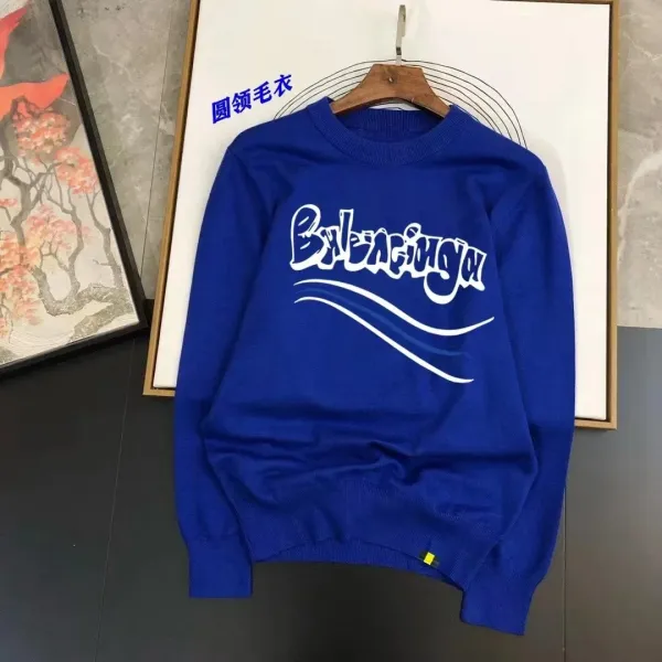 Balenciaga Logo Knit Sweater Royal Blue - 1