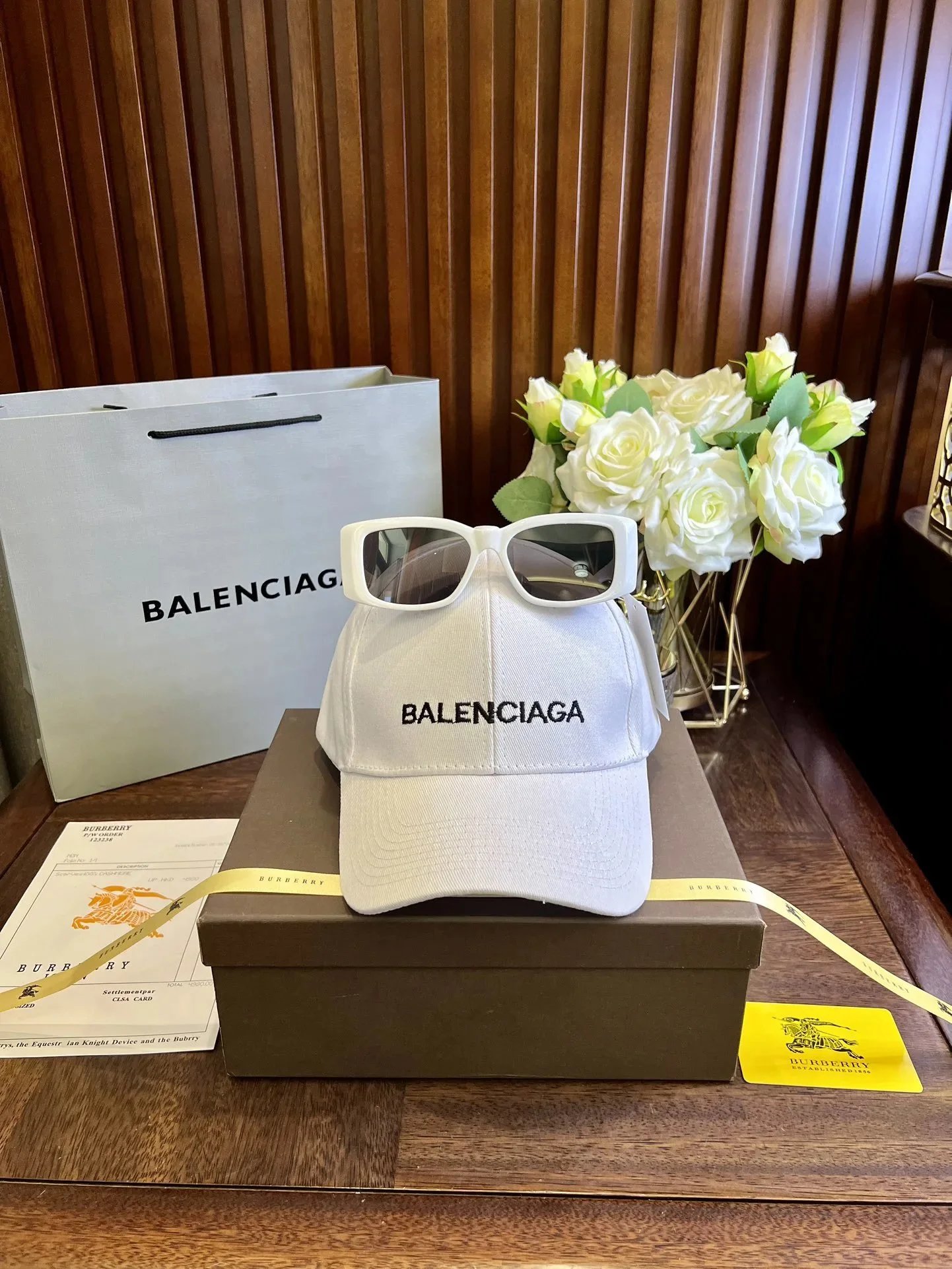 Celine Triomphe Logo Baseball Cap Beige with Sunglasses - 3