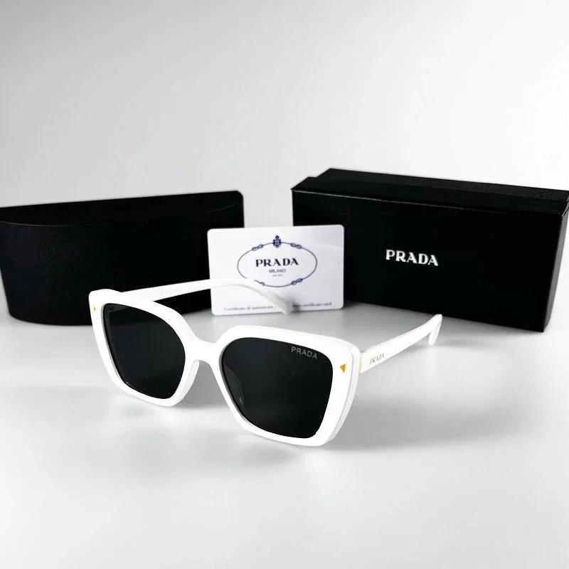 Prada Printed Acetate Oversized Sunglasses White Multicolor - 6