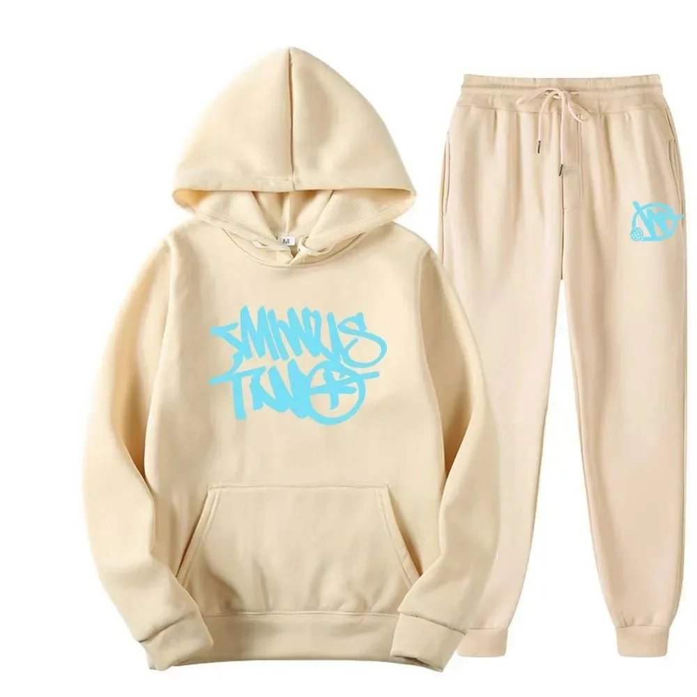 Design Graffiti Logo Yellow Hoodie and Sweatpants Set - 3