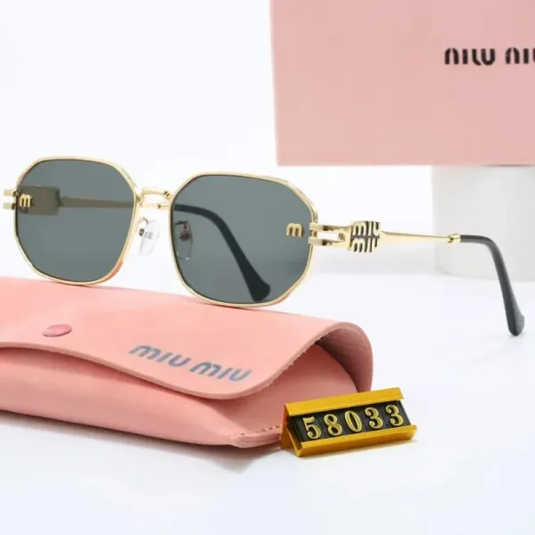 Miu Miu Octagonal Gold-Tone Sunglasses with Gray Lenses - 1