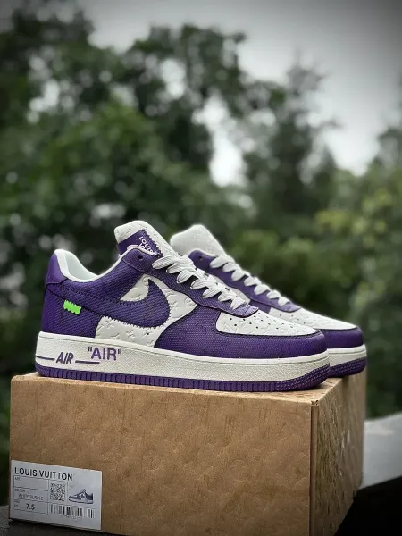 Louis Vuitton x Nike Air Force 1 Low White / Purple Sneakers - 1