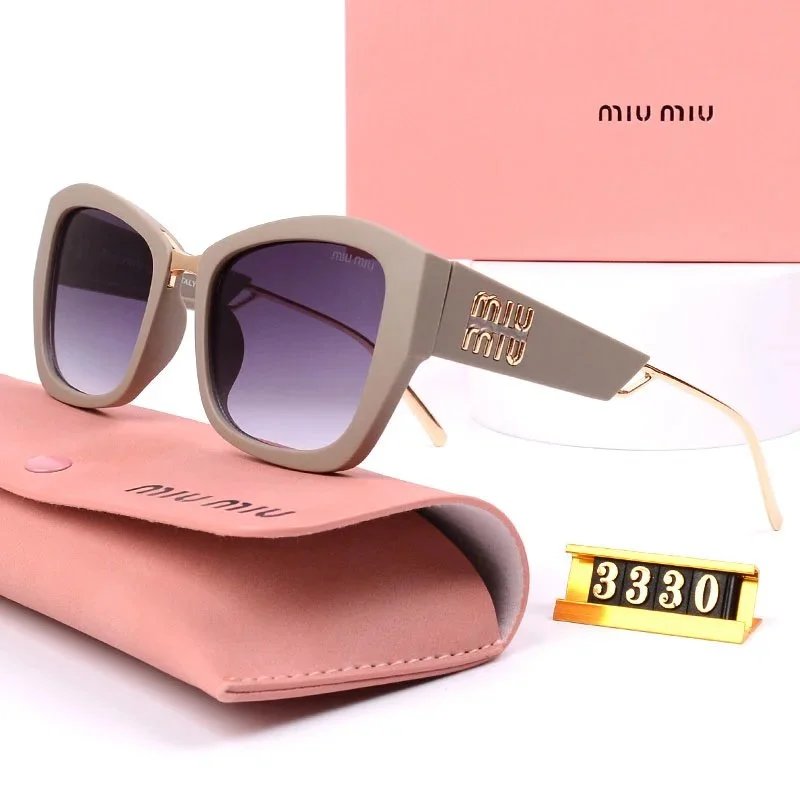 Miu Miu Oversized Cat-Eye White Sunglasses with Gold Logo Temples - 6