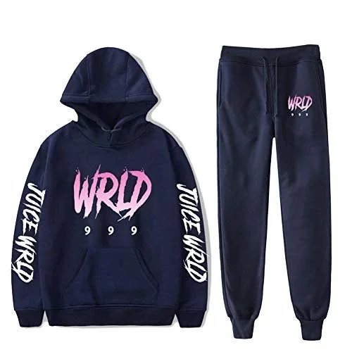 Design Juice WRLD Graphic Hoodie and Sweatpants Set Black Sets - 20