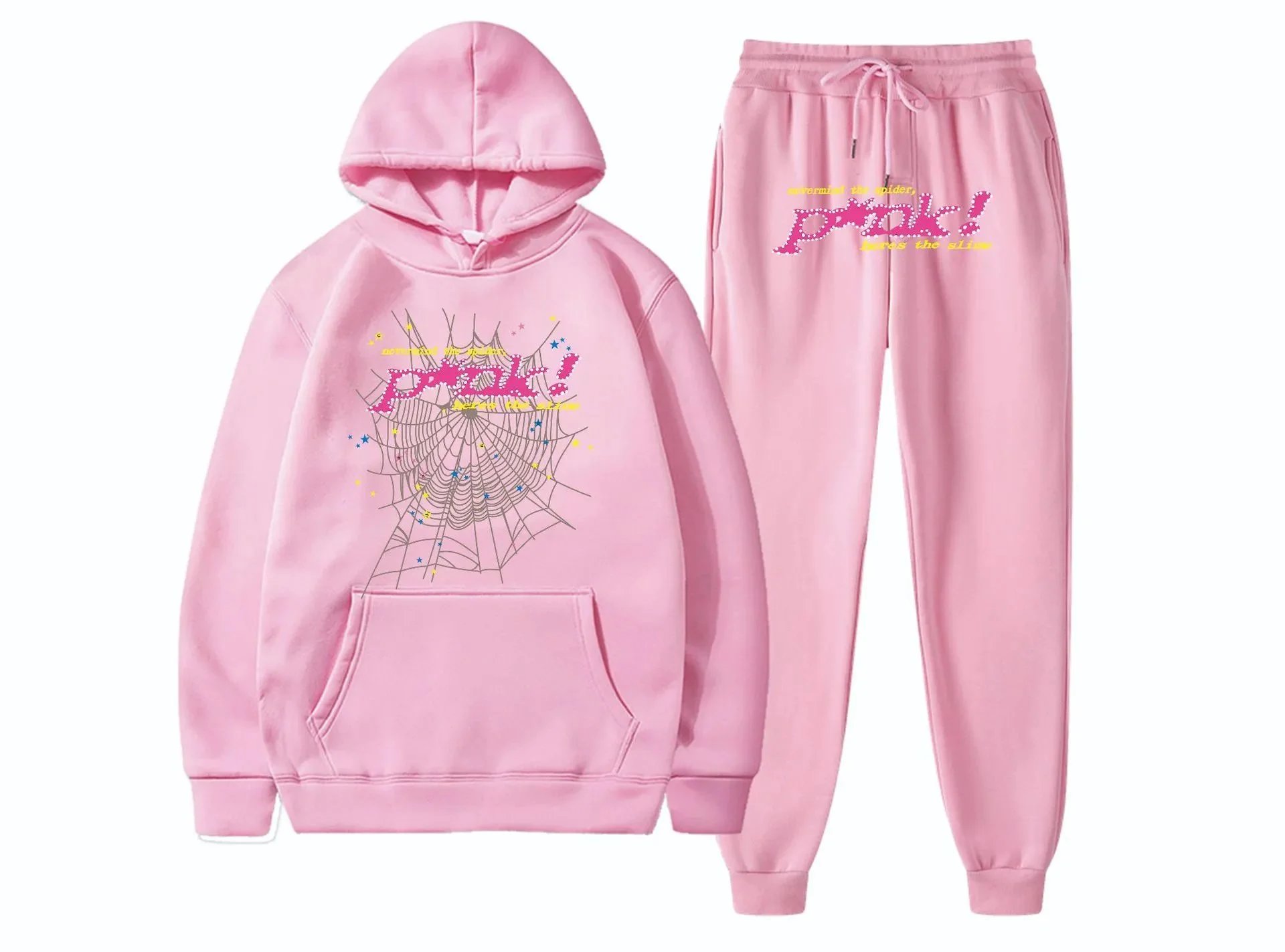 Spider! Spider Web Graphic Hoodie and Sweatpants Set Beige & Black - 15