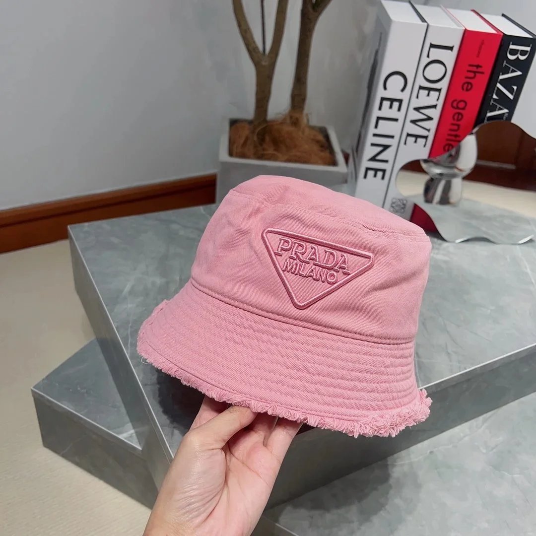Prada Logo-Embellished Distressed White Bucket Hat - 37