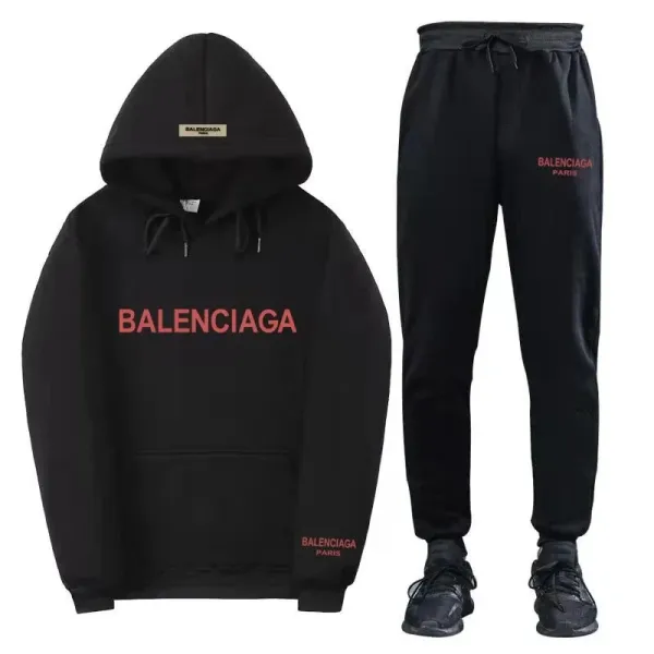 Balenciaga Logo Hoodie and Sweatpants Set Gray - 30