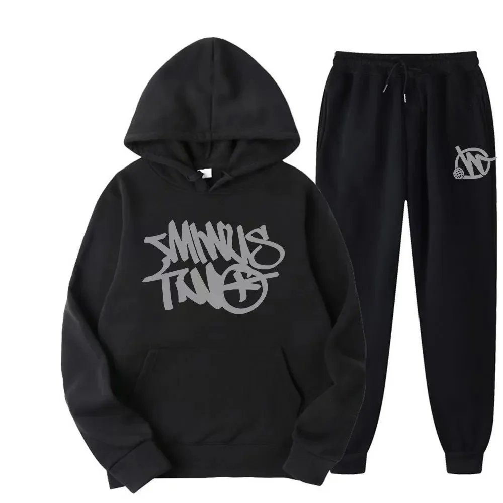 Design Graffiti Logo Yellow Hoodie and Sweatpants Set - 10