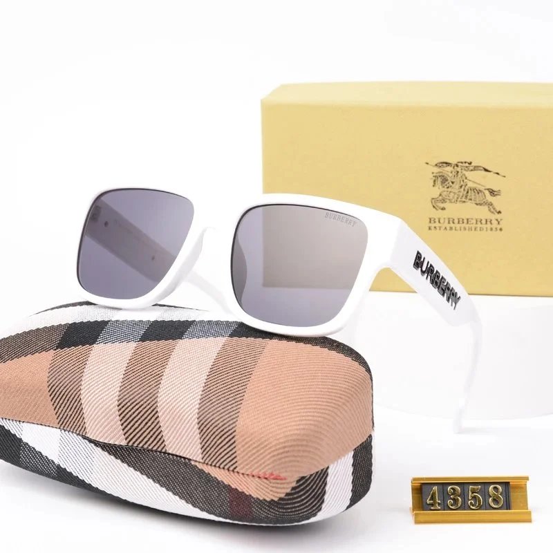 Burberry Square Frame White Sunglasses with Classic Check Case - 4