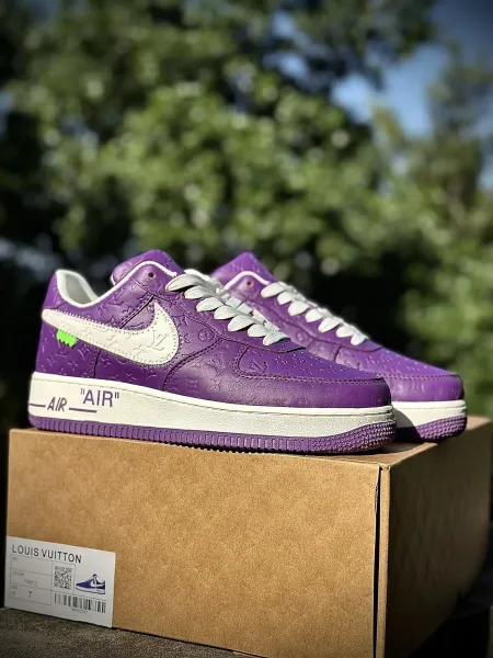 Louis Vuitton x Nike Air Force 1 Low Purple Monogram Sneakers - 1