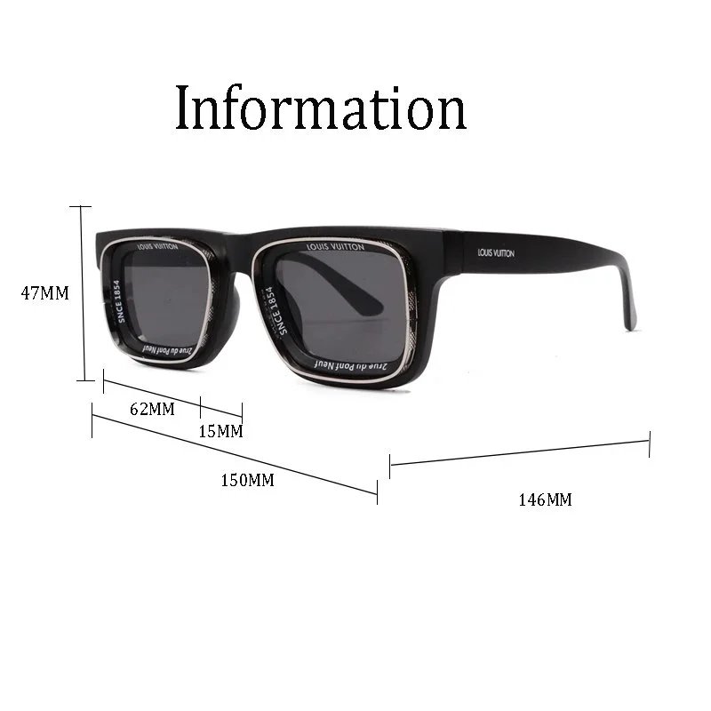 Design Oversized Square Frame Gradient Gray Sunglasses - 3