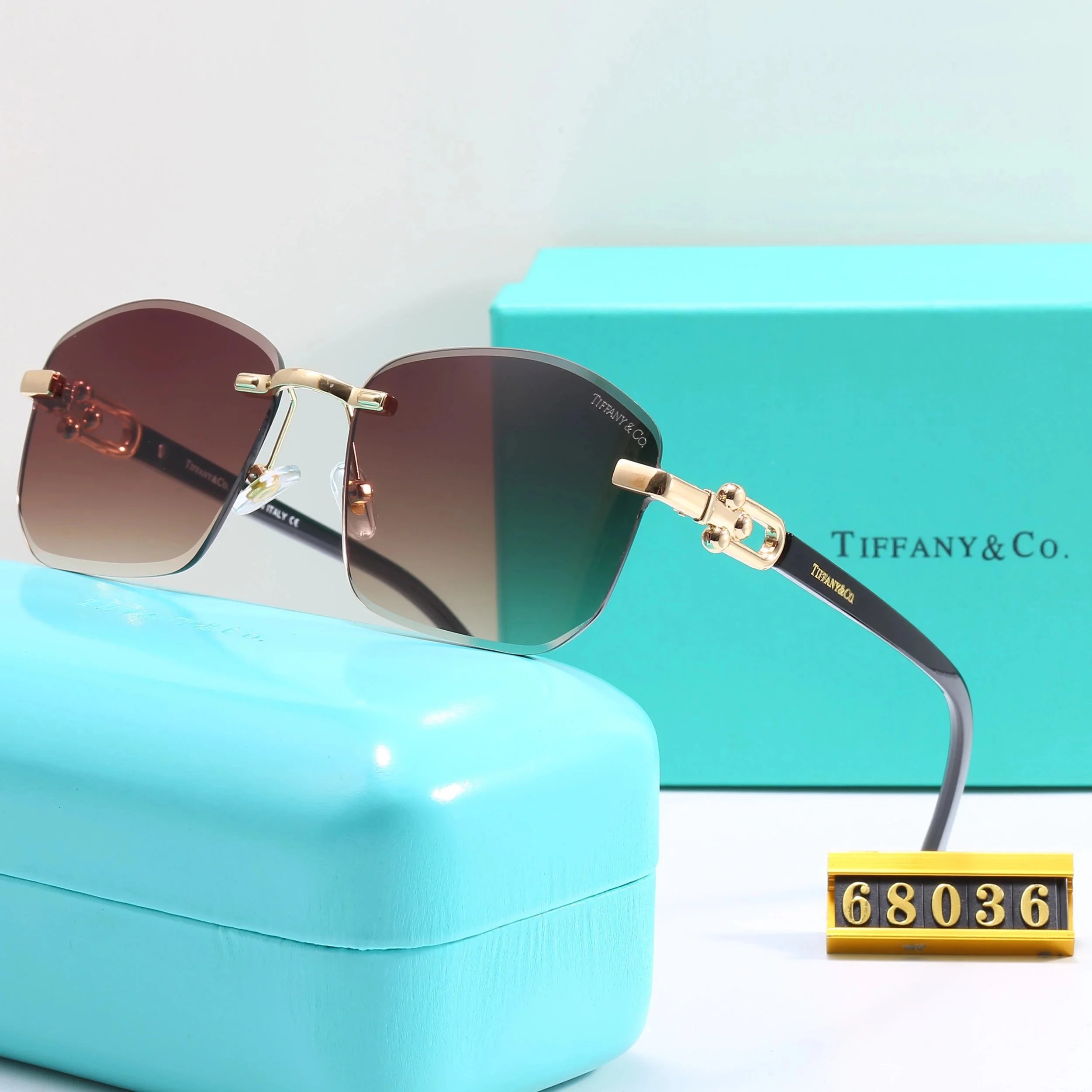 Tiffany & Co. HardWear Rimless Gradient Brown Sunglasses - 6