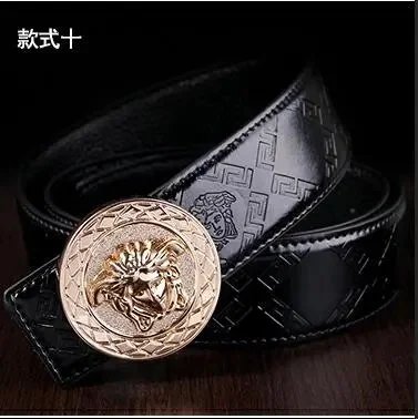 Versace Medusa Head Gold-Tone Buckle Black Leather Belt - 1